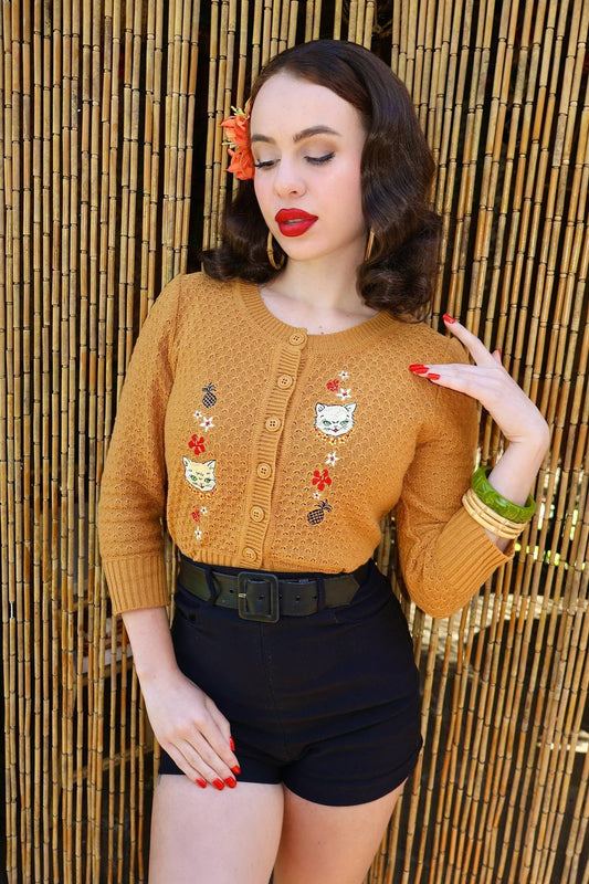 Aloha Cats Cropped Cardigan