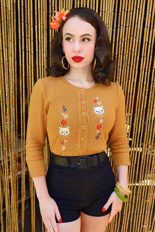 Aloha Cats Cropped Cardigan