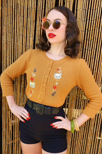 Aloha Cats Cropped Cardigan