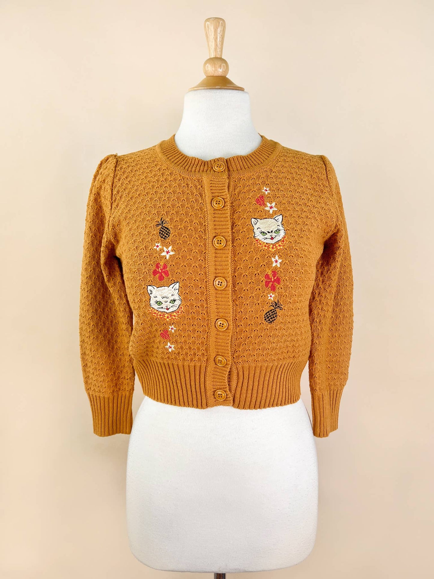 Aloha Cats Cropped Cardigan