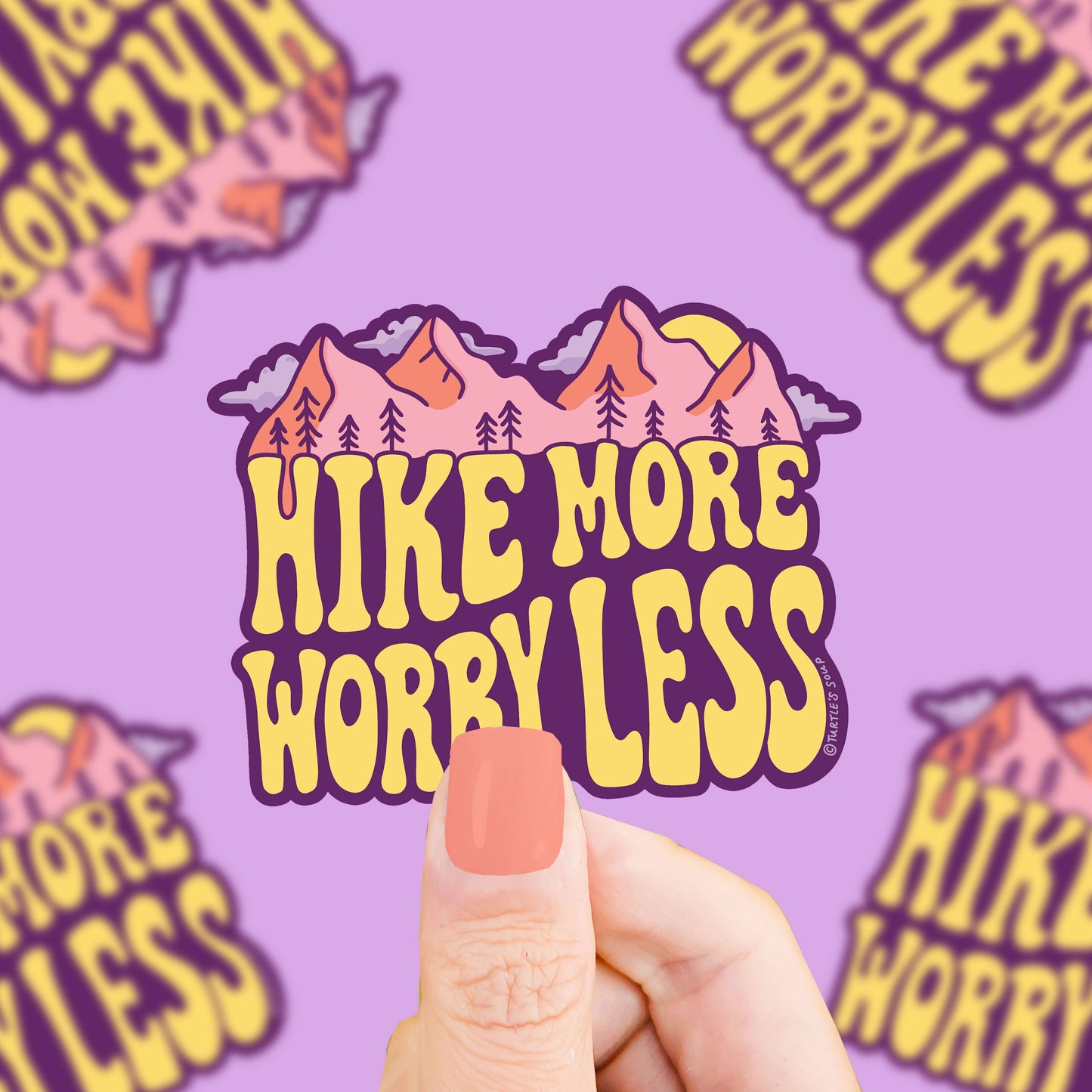 Hike More Worry Less Hiking Outdoorsy Gift Vinyl Sticker