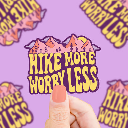 Hike More Worry Less Hiking Outdoorsy Gift Vinyl Sticker