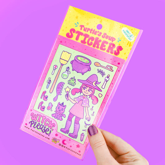 Dress Up Witch Doll Cute Stationery Vinyl Sticker Sheet