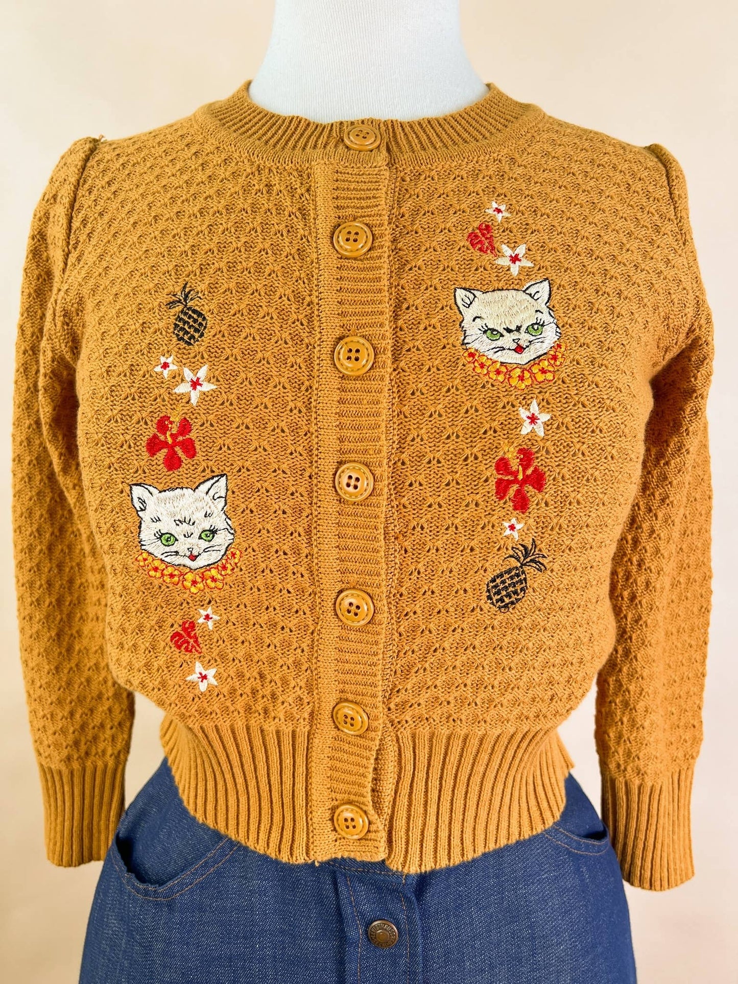 Aloha Cats Cropped Cardigan