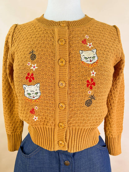 Aloha Cats Cropped Cardigan