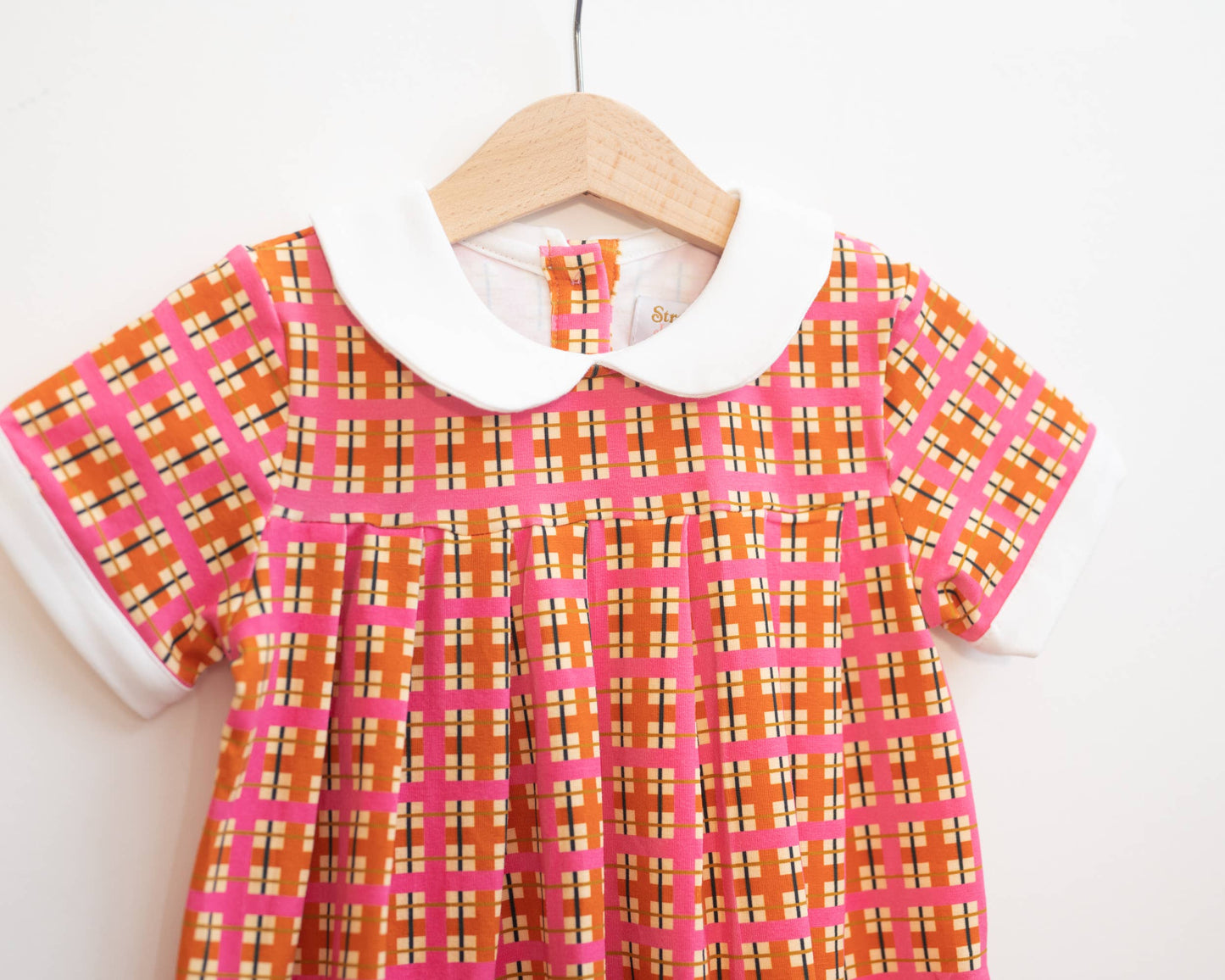 Pink Plaid Peter Pan Collar Girls Dress