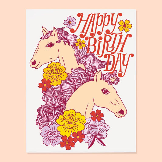 Happy Birthday Horses - Greeting Card