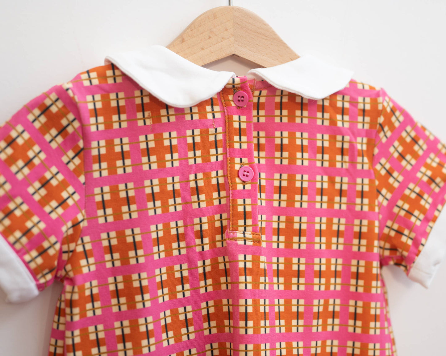 Pink Plaid Peter Pan Collar Girls Dress