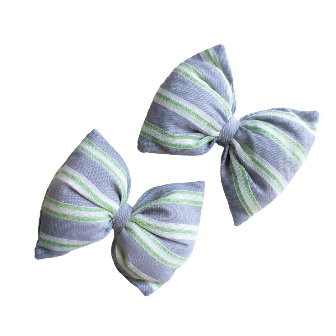 Bolita Puffed Pigtail Bows - Foggy Beach