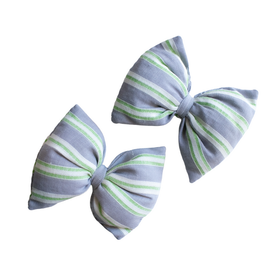 Bolita Puffed Pigtail Bows - Foggy Beach