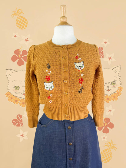 Aloha Cats Cropped Cardigan