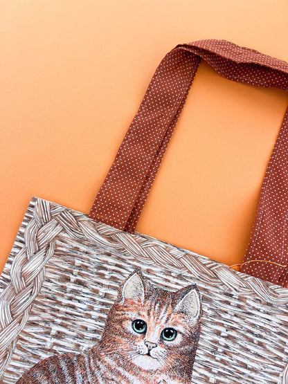 Bolita Tote Bag - Ginger Cat on Wicker