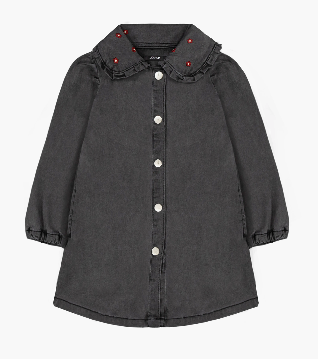 Embroidered Peter Pan Collar Denim Dress