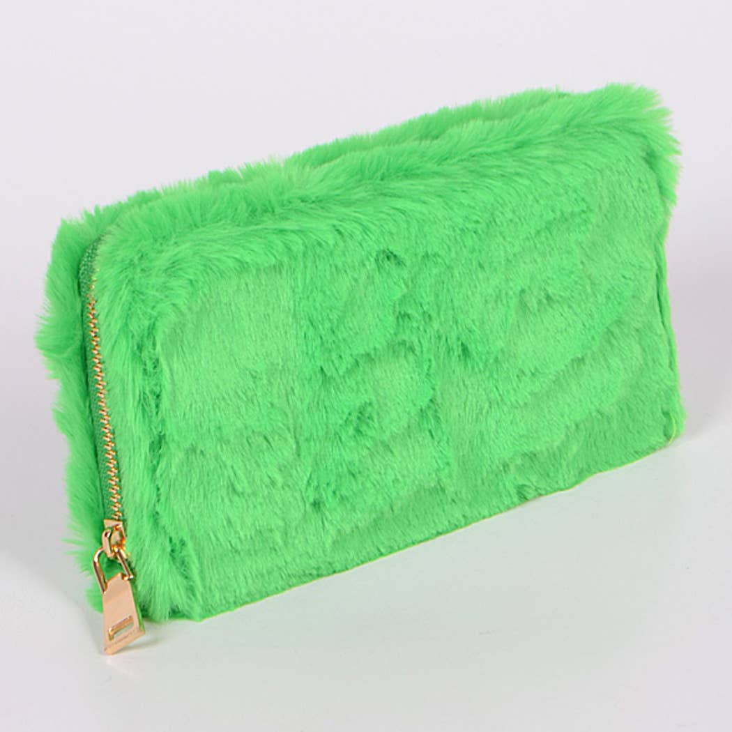 Neon Faux Fur Wallet